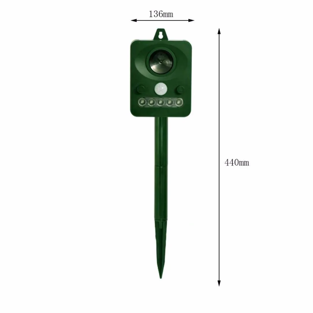 Professional Solar Power Infrared Sensor Animal Cats Dogs And Outdoor Bird Repeller Strong Ultrasonic Wave RCT-512 Green