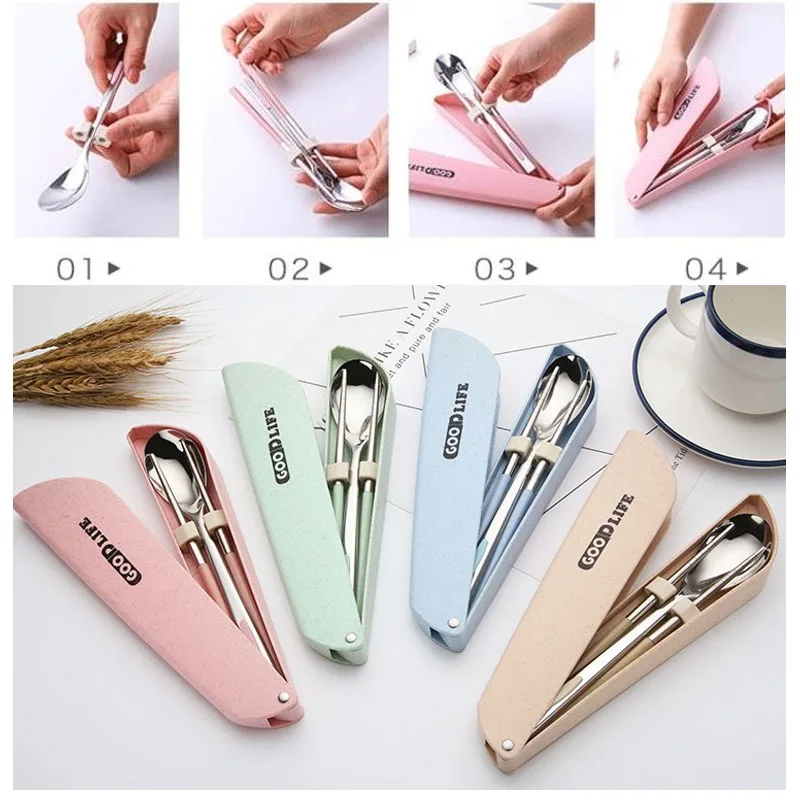 

2019 Stainless Steel Stainless Steel Cutlery Fashion Spoon Wheat Straw Tableware for Kitchen Drop Shipping