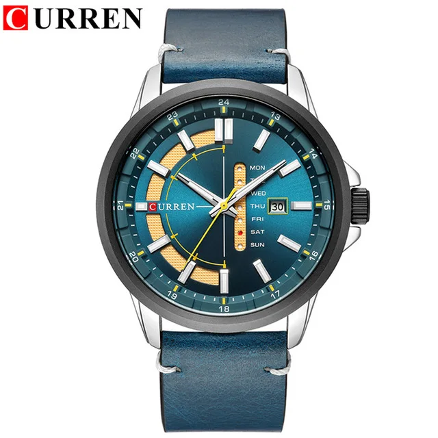 

CURREN watch for men brand quartz-watch Men's Round Dial Analog Watch with Date Display 8307