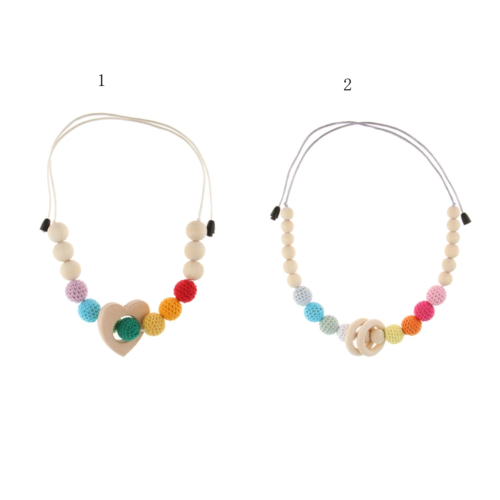 1Pc Wooden Crochet Beads Necklace Teether Baby Chew Grasping Nursing Teething Toy for Babies Infant Toddlers