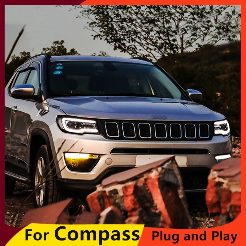 KOWELL стайлинга автомобилей для Jeep Compass фары Новый 2017 2018 компас светодиодный задний