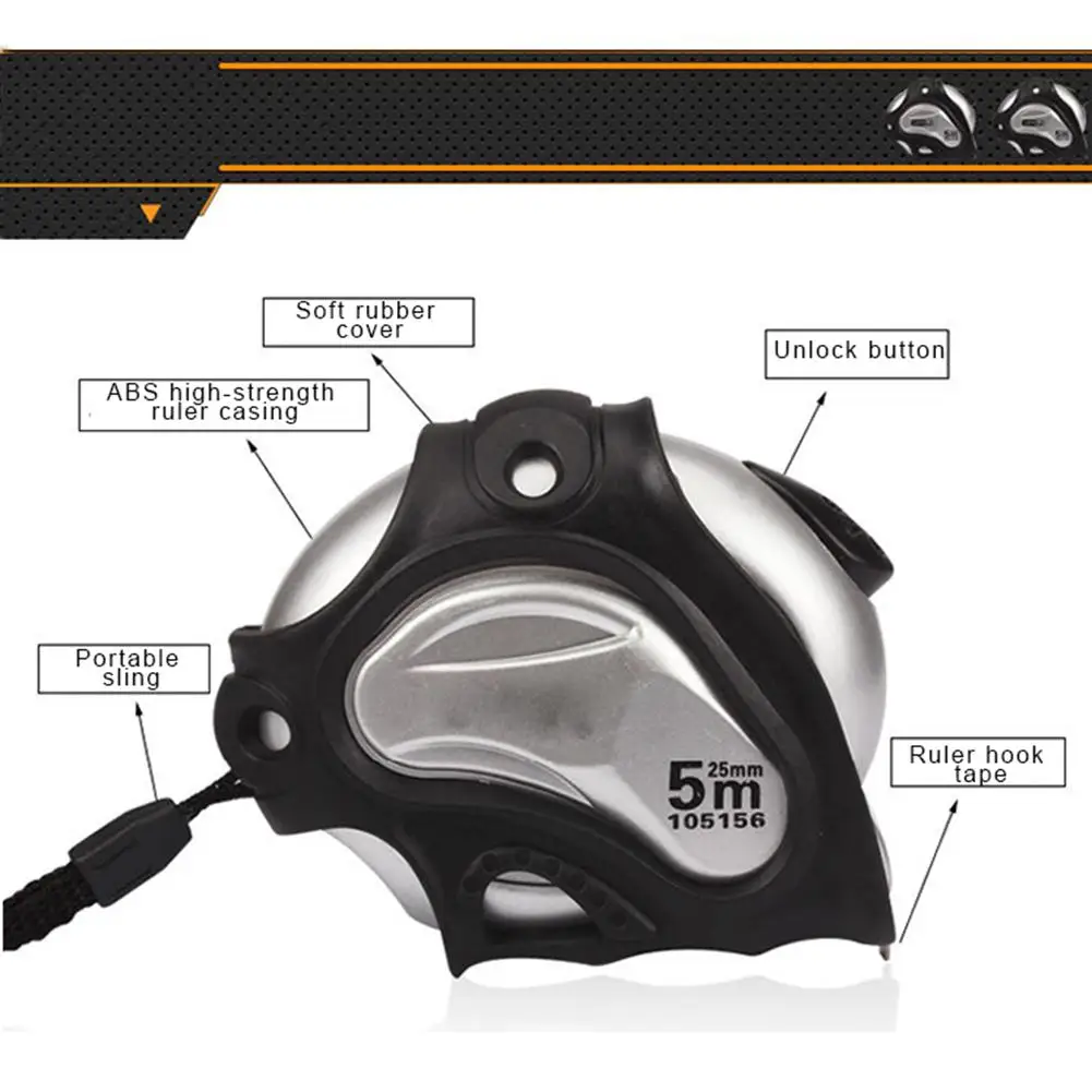 3/5m Сталь рулетка Автоматическая блокировка измерительная лента резиновая завернутый измерения выдвижной Нержавеющая сталь линейка с ясным масштабом