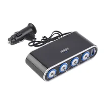 

2016 4 Way Multi Socket Car Charger Vehicle Auto Car Cigarette Lighter Socket Splitter & Dual USB Ports Plug Adapter 12v 24v New