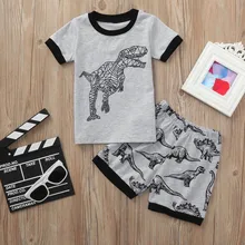 TELOTUNY/комплект летней одежды для мальчиков; коллекция года; топы с рисунками для маленьких мальчиков; футболка с динозавром; шорты штаны одежда; комплект одежды;#40