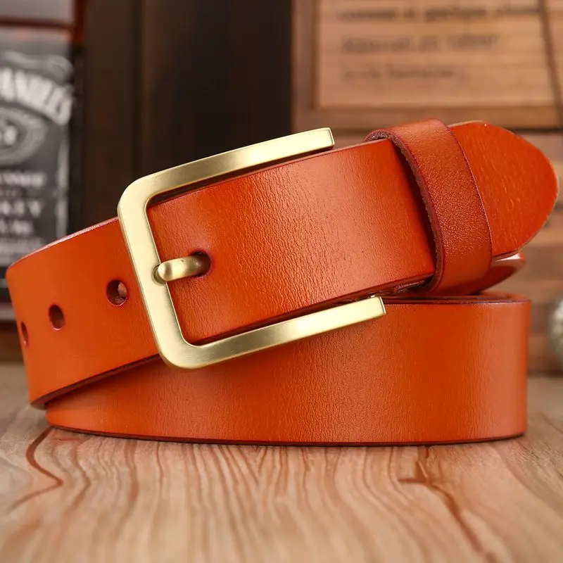 

2019 brand new fashion classic pin buckle genuine leather belt gold luxury waist strap cowboy designer belts for men jeans