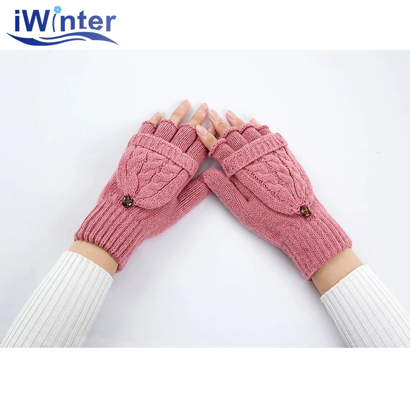 IWINTER Новые зимние перчатки для женщин Mitten Warmer Перчатки без пальцев Девочка из шерсти Открытые перчатки перчатки Зимние женские варежки