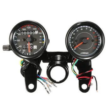 

Motorcycle Black LED Tachometer Km/H Speedometer Odometer Gauge W/Bracket Cafe Racer Old School Bobber Touring