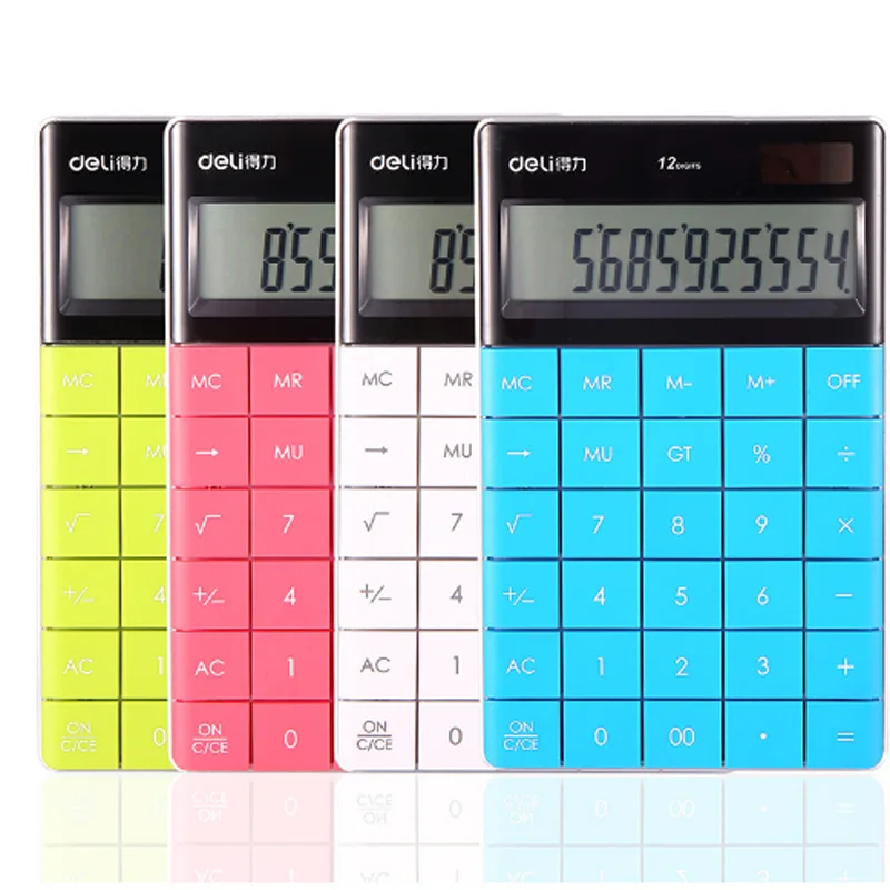 

LCD Display Digits LCD 12Digit Ultra slim Transparent Solar Calculator for Student School Office counter Students Children Gift