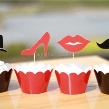 Красные губы борода Свадебные украшения 48 обертки+ 48 вставки карты(4 компл