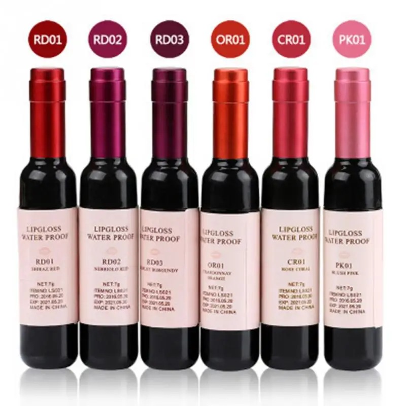 

Red Wine Bottle Matte lip tint Lip Gloss Waterproof Long Lasting Lipgloss Moisturize Lip Tint Cosmetic Liquid Lipstick 6 Colors