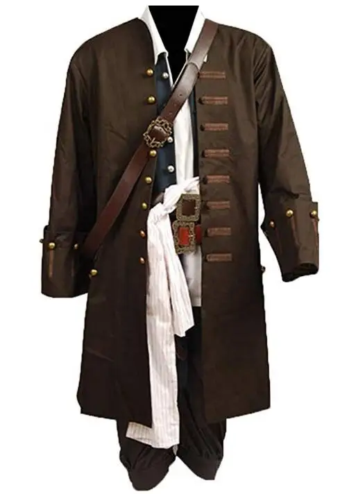 Фильм Пираты Карибы Джек Воробей косплей костюм полный набор костюм для мужчин - Цвет: costume