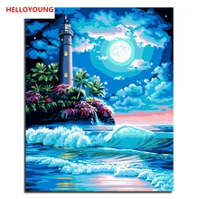 HELLOYOUNG DIY Ручная роспись маслом голубая мечта цифровая живопись по номерам Масляные картины китайские картины-свитки