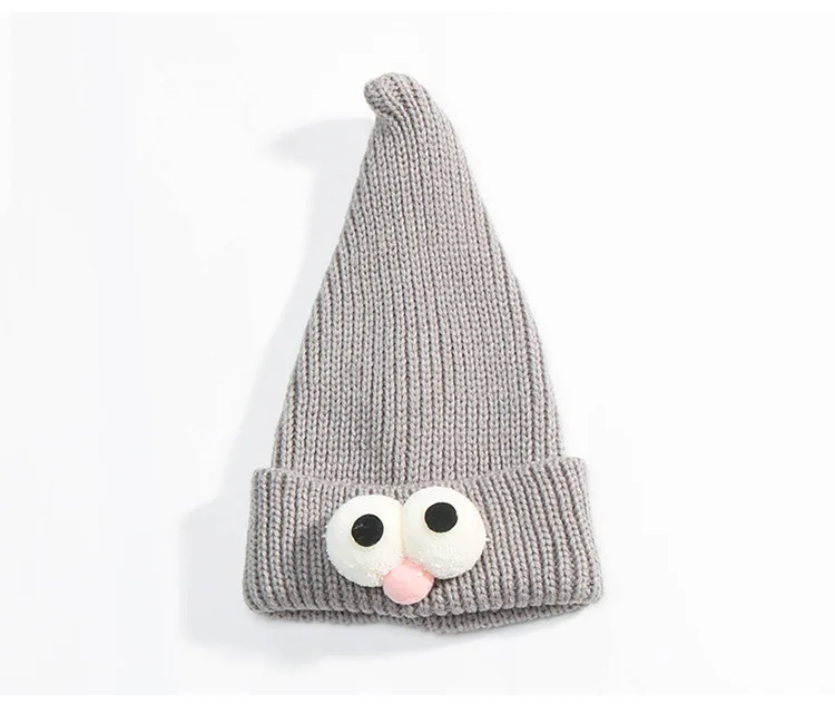 Забавная детская зимняя вязаная шапка с милым рисунком покемона, волшебника, в форме глаз, Завитая вязанная шапка, детская теплая шапочка Skullies для малышей