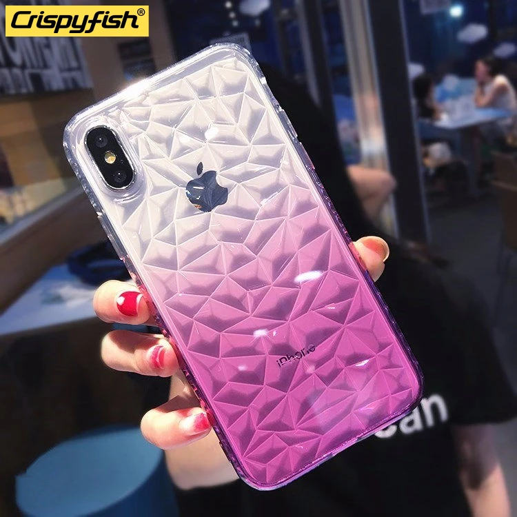 Crispyfish التدرج الماس شفافة لينة TPU حقيبة لهاتف أي فون 7 8 زائد مكافحة knoc غطاء سيليكون ل فون XS XR XS ماكس 6 6 s