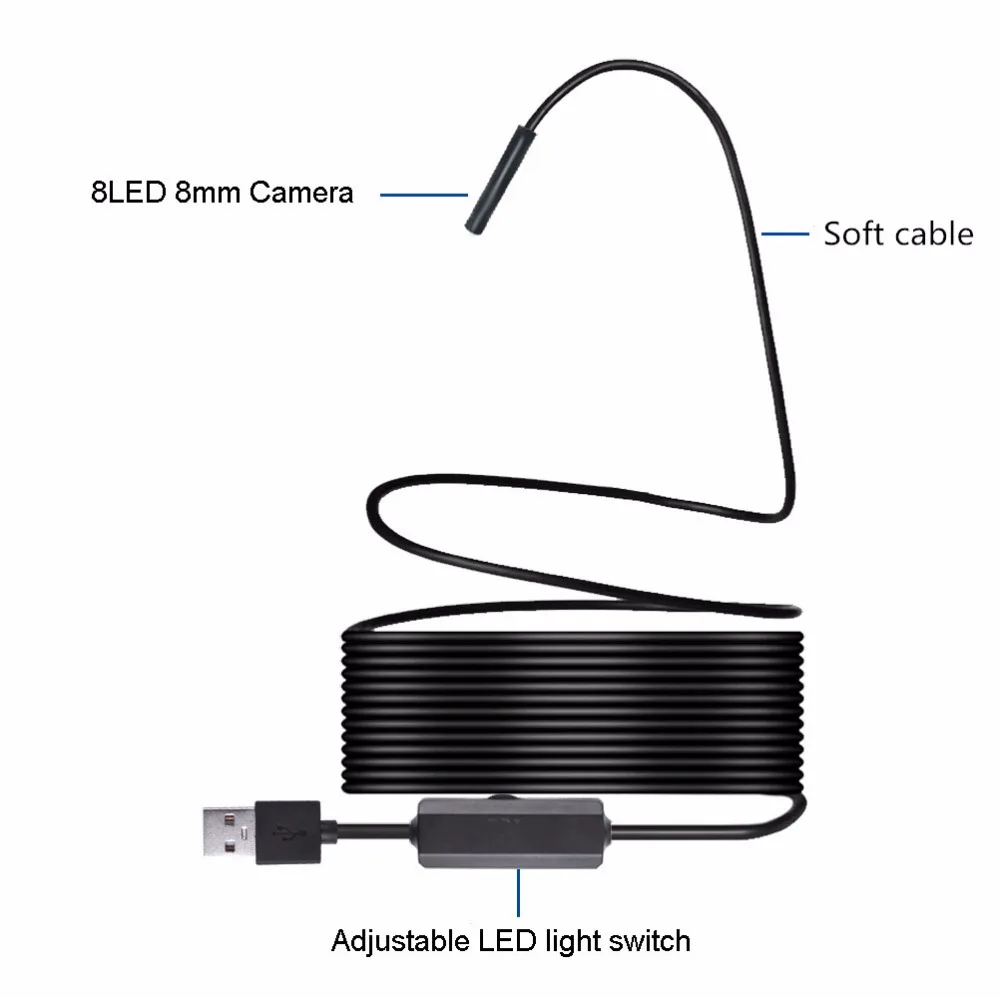 1200P HD WIFI Endoscope Camera 1M 2M 3.5M 5M 7M 10M 8mm Mini Waterproof Borescope Inspection Camera For Android PC IOS Endoscope_12