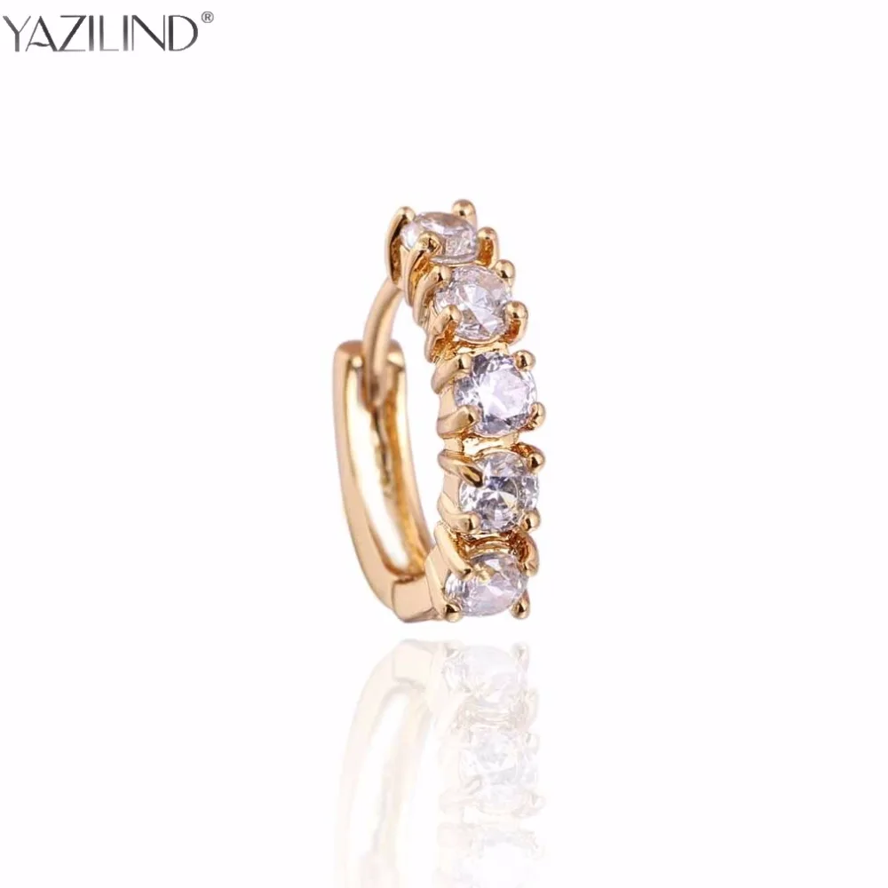 

2017 Gold Color Big Hoop Earring Paved Luxury Cubic Zirconia Fashion Women Round Loop CZ Earrings