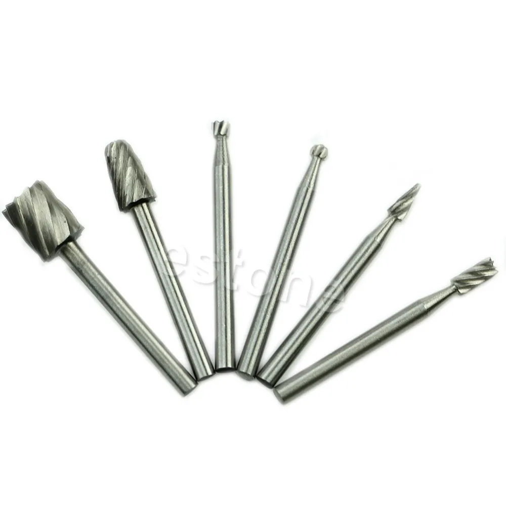  6pcs HSS Routing Router Grinding Bits Burr For Rotary Tool Dremel Bosch Mini