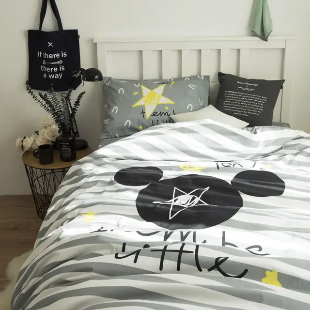 Striped Mickey Mouse Bedding Set Twin Size Duvet Covers For Kids