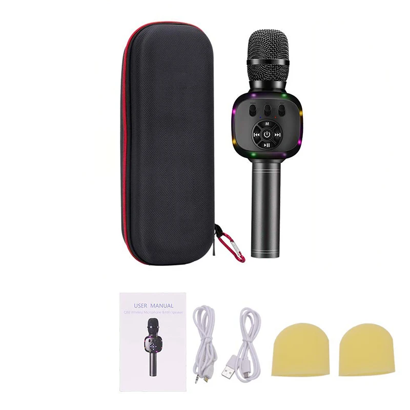 Wireless Bluetooth Karaoke Microphone with LED Lights Dual Sing Portable Handheld Mic Speaker for iPhoneAndroid phone outdoor (2)