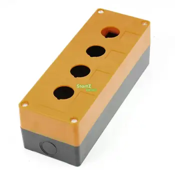 

Yellow Black Plastic 22mm Hole 4 Push Button Switch Control Station Box