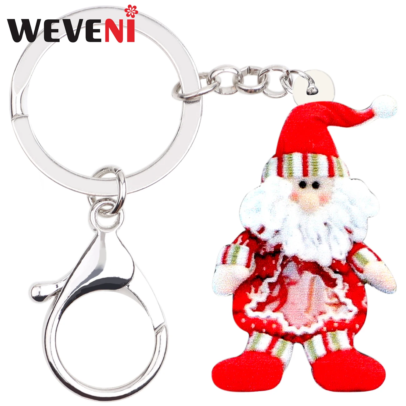 WEVENI акриловые Рождество Санта Клаус Брелоки держатель кольца Navidad подарок