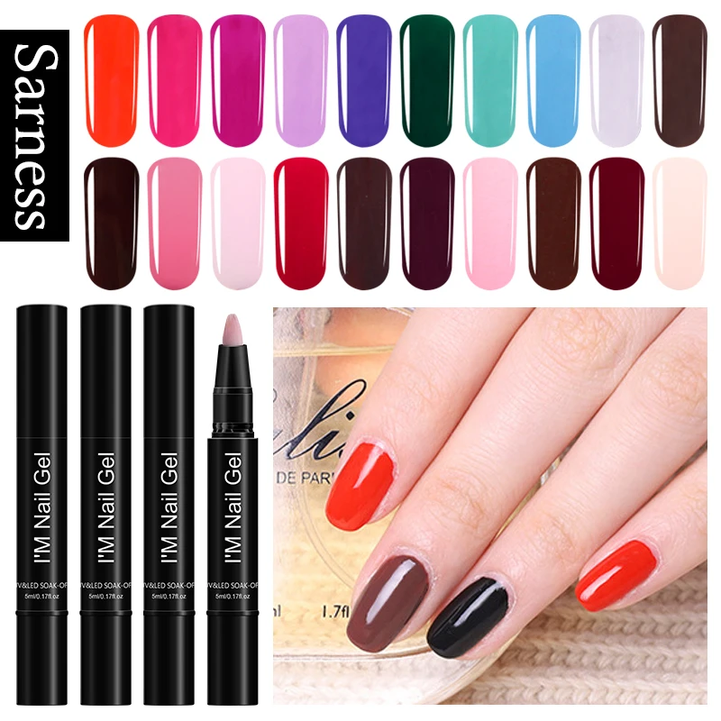 

Sarness Popular Color Gel Nail Polish Pen 5ml Nail Gel Varnish Design of Nails Art Stickers Lucky Color UV Gel Lacquer Manicure