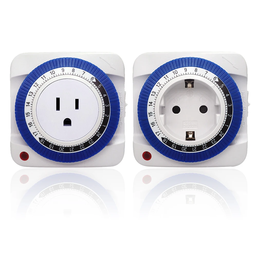 

24 Hours Mechanical Timer Indoor Plug-in Grounded Electric Outlet 230V EU/US Plug Wall Outlet Protector Energy Saveing