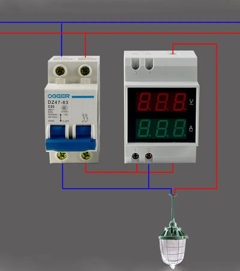 Din-рейка двойной дисплей красный зеленый AC80-300V 200-450 в AC0.1-99.9A Цифровой вольтметр переменного тока переменное Напряжение измеритель тока