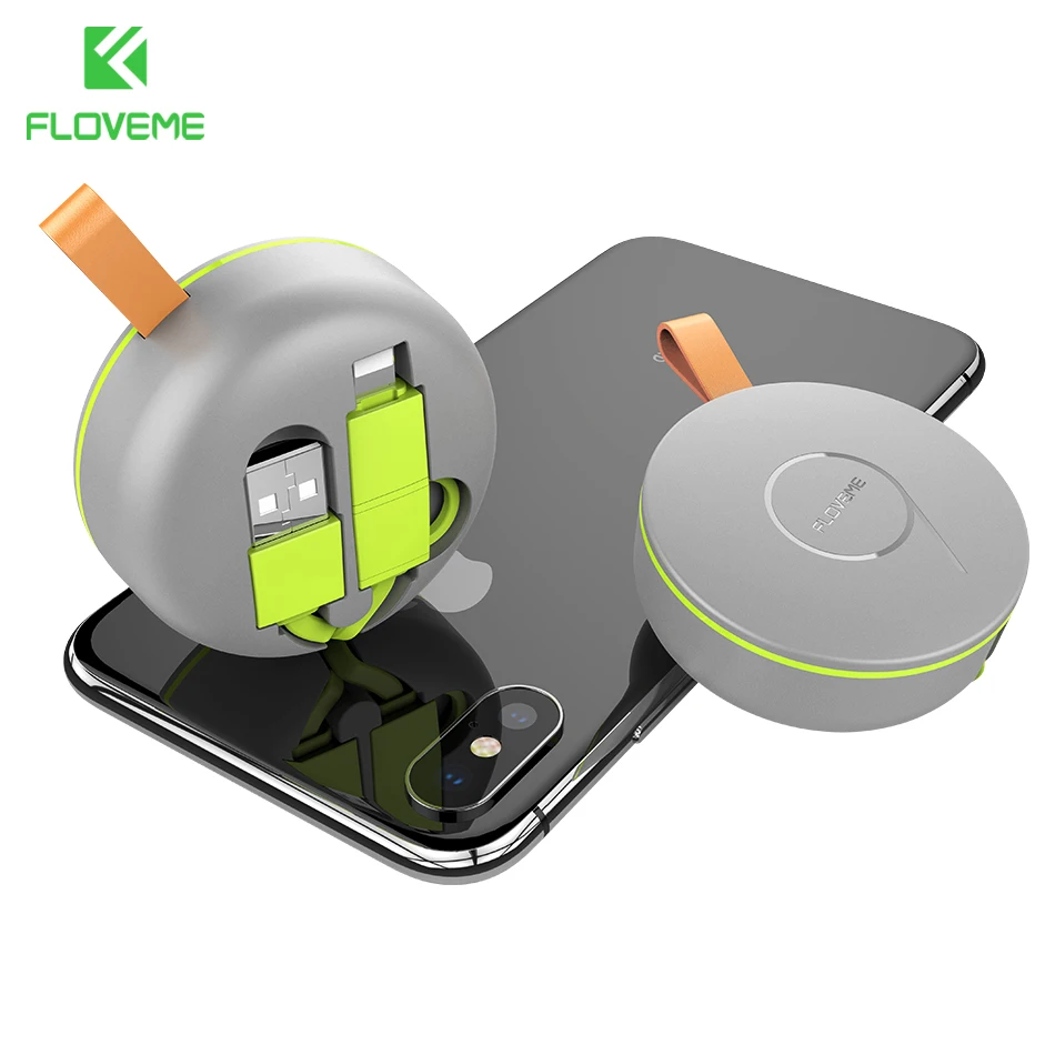 FLOVEME 2 in 1 USB Retractable For iPhone/Micro USB Cable 2.1A Charge
