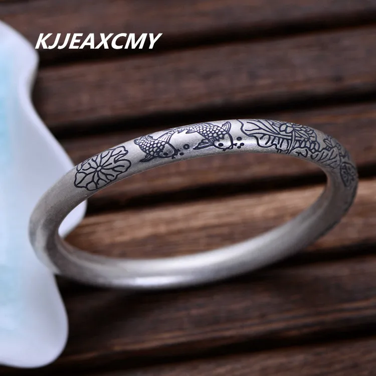 

KJJEAXCMY S999 Zuyin jewelry retro lotus carp carving Bracelet female models