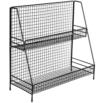 

Nordic Desk Table Top Iron Rack Cosmetics Dormitory Kitchen Double-Layer Finishing Storage Shelf