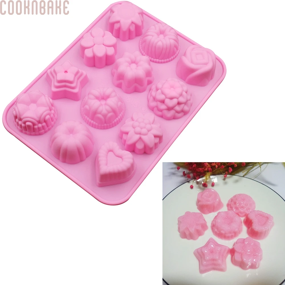 COOKNBAKE DIY Silicone Cake Mold Wholesale 12 Lattices Flower Jelly