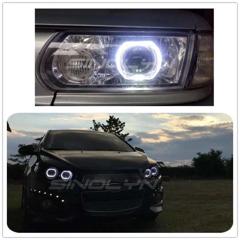 Линзы для фар Sinolyn H4 H7 LED Angel Eyes Devil Lens Bi xenon 2 5 проектор X5 Автомобильные фары