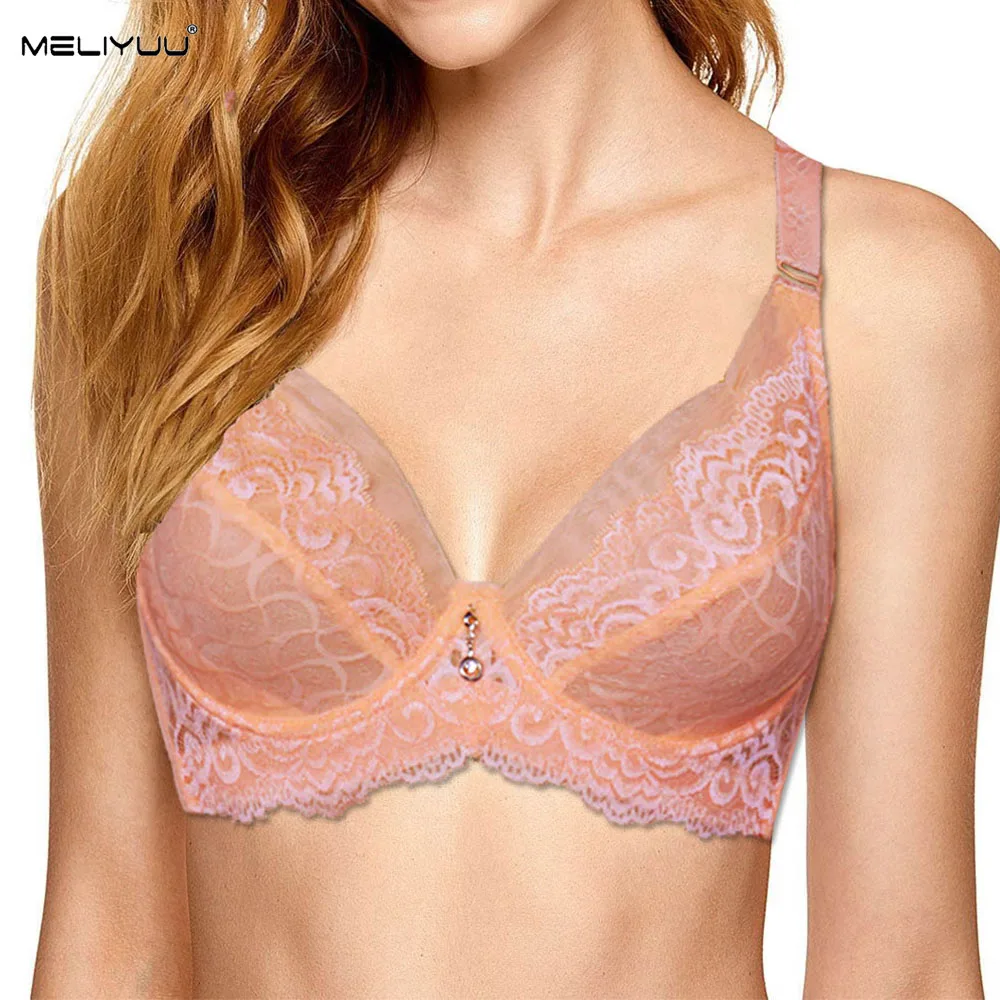 

Unlined Floral Lace Bras for Women Large big Size Bralette bh Underwear Sexy Lingerie Girl Minimizer Push up bra Underwire Bras