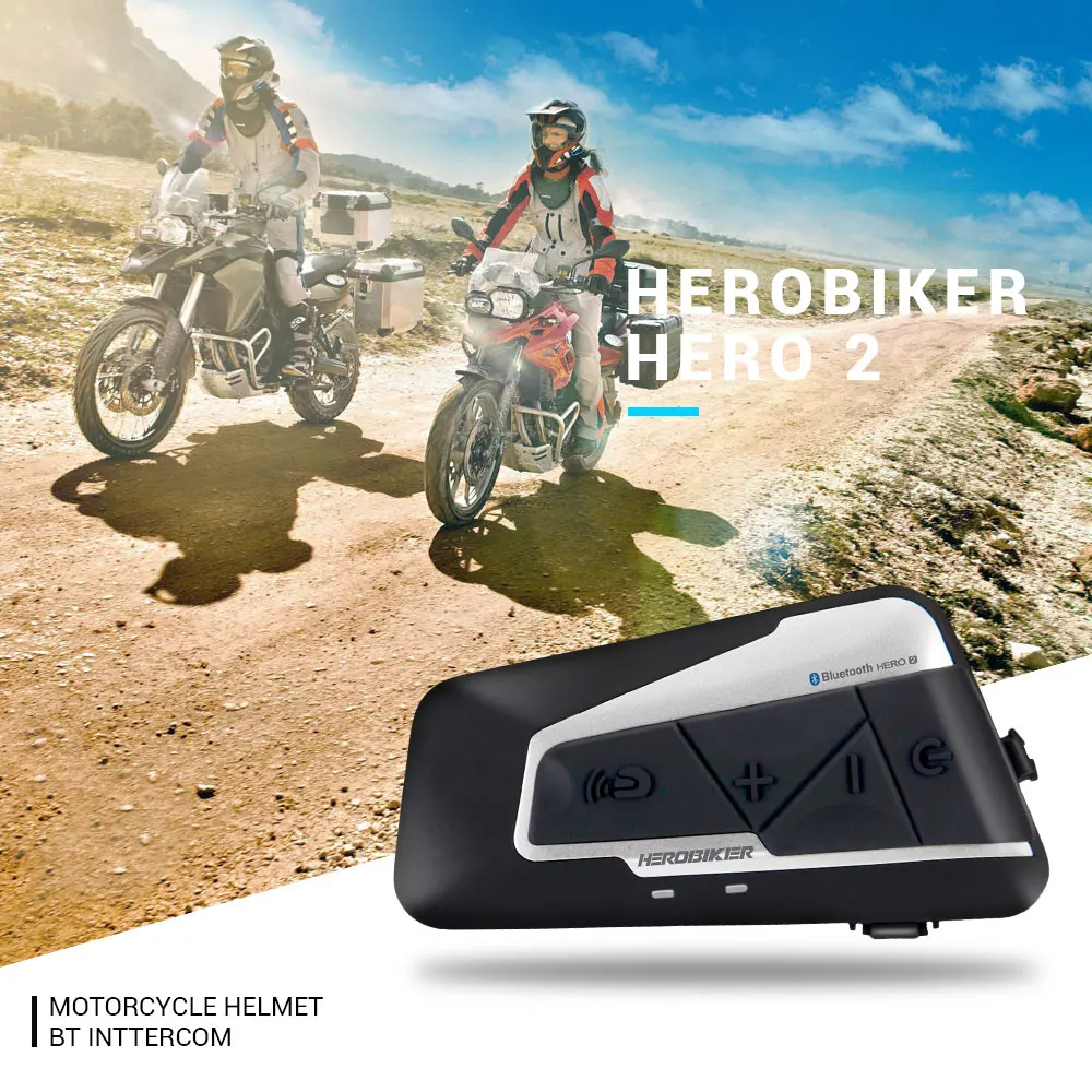 HEROBIKER 1200M BT мотоциклетный шлем домофон водонепроницаемый беспроводной Bluetooth Мото гарнитура переговорные с fm-радио для 2 аттракционов