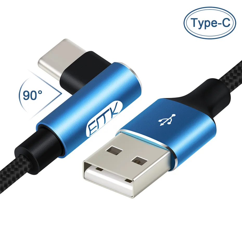 Кабель USB Type C 90 градусов зарядный шнур 2A Быстрый кабель для передачи данных Type-c