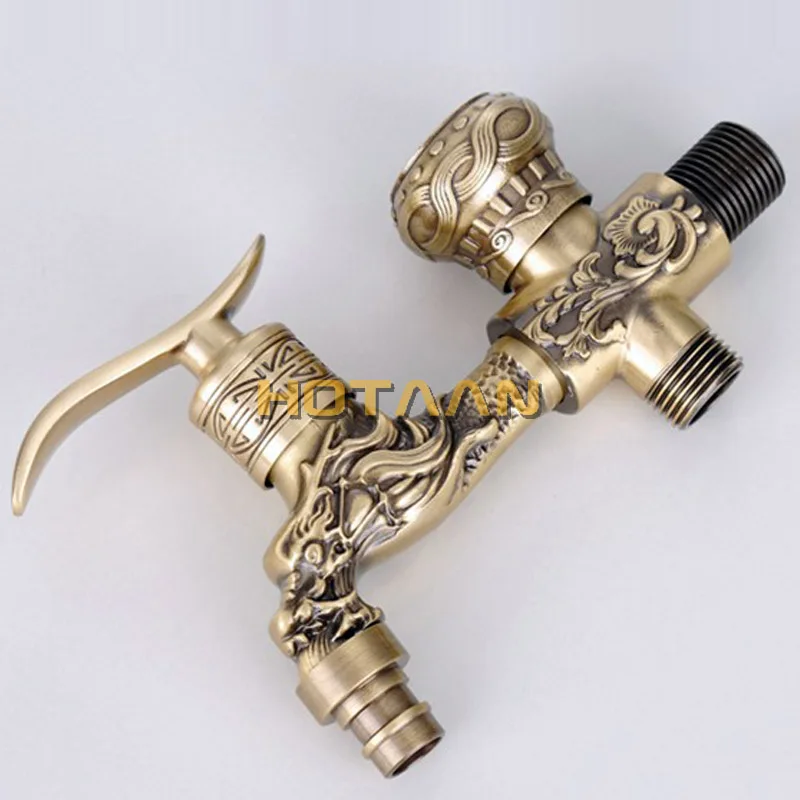 Long garden double use Bibcock faucet tap crane Antique Brass Finish Wall Mount Washing Machine Water Faucet Taps YT-5166