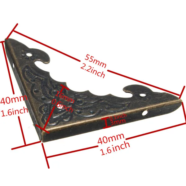 MTGATHER 12 шт. бронзовые декоративные античная латунь ювелирные изделия вина Подарочная коробка деревянные защитные уголки 55x40 мм защитить ваш стол