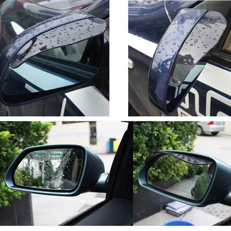 2Pcs Universal Flexible PVC Rearview Mirror Rain Shade Rainproof Blades