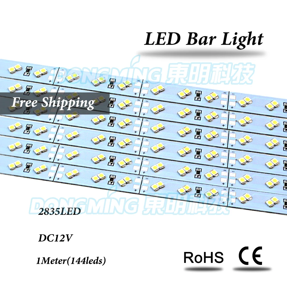 100pcs 144 led bar light 2835 led hard strip led light U/ V groove, 1m  DC12V LED luces double row led bar indoor warm/cold white - AliExpress