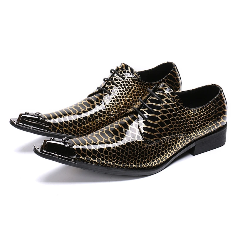 Metal De Mocasines Patente Oro Sl406 Boda Puntiaguda Cuero Diseñador Zapatos Fiesta Vestido Punta Derby Lujo Para Italianos Formal Hombre waxqROxC5