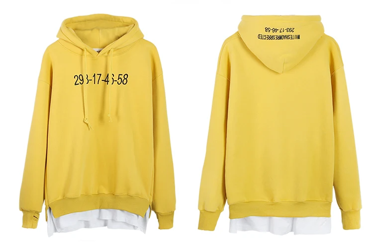 Camisolas para a Primavera e Outono Jogo Duplo Falso Hoodies Algodão Mulheres Pullver Carta Bordado 2021 Nova Coleção 2 Agasalhos e Moletons