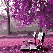 Молека DIY картина маслом по номерам комплект Романтический парк фиолетовый дерево, акрил живопись на холсте Современный домашний декор стены Книги по искусству изображение