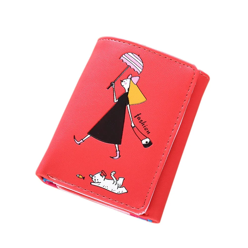 

2017 New Design Short Wallet With Cartoon Pattern Girl ladies clutch wallet Mini Purse Wallet Handbag Multifunction lady wallet