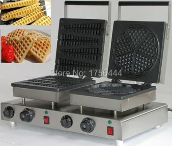 

Free Shipping 2 in 1 Waffle Baking System 110v 220v Electric Commercial Lolly Waffle on A Stick and Heart Waffle Baker