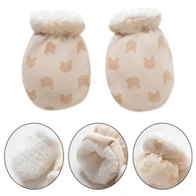 Удивительный милый мультфильм толстый теплый флис младенческой мальчиков девочек зимние теплые перчатки Новорожденные анти-захват варежки