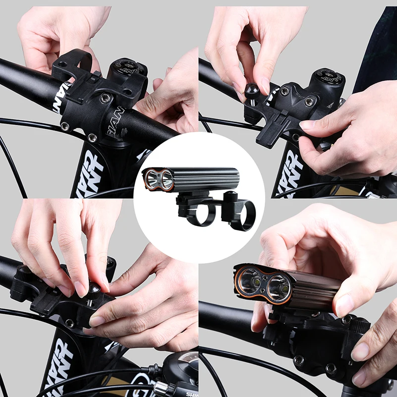 Best WEST BIKING MAX 2000LM Bike Light 2 XML-T6 LED Headlight Built-in 6000mAh Rechargeable Battery + 2 Handlebar Mount Bicycle Light 5