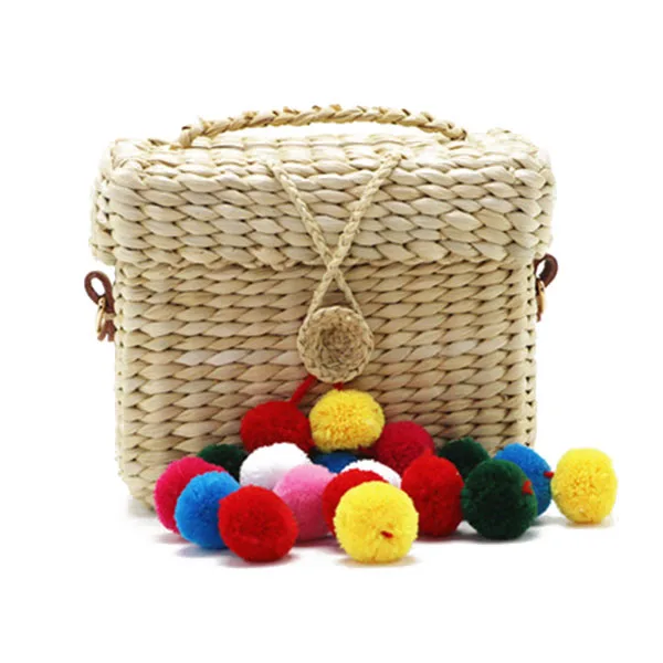 

FGGS Womens Handbag Handmade Mini Crossbody Bag with Plush Ball,color