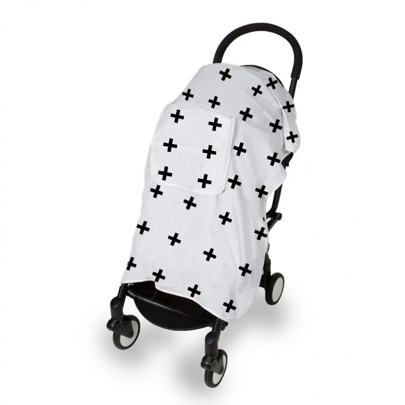 Online Muselina 100% de algodón funda para carrito de bebé pañales suaves para recién nacidos mantas de protección para bebés accesorios de malla para cochecito