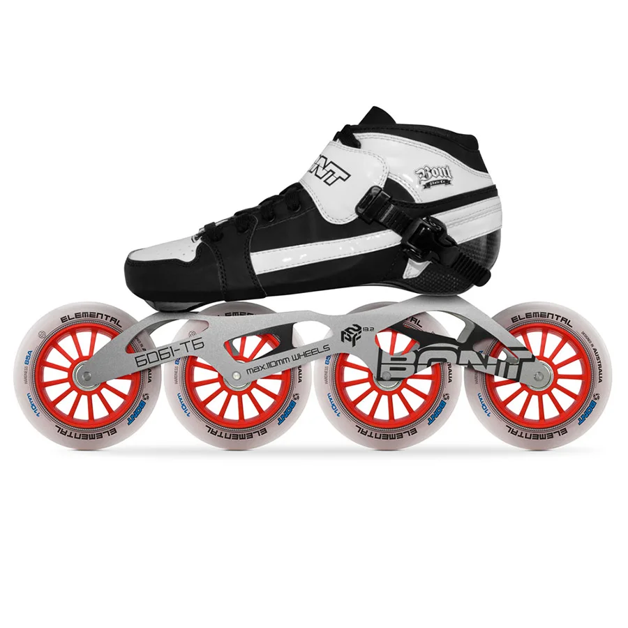 2019 الأصلي بونت السعي سرعة حذاء تزلج بعجلات Heatmoldable ألياف الكربون التمهيد 6061 إطار عنصري 4*90/100/110 مللي متر عجلات Patines